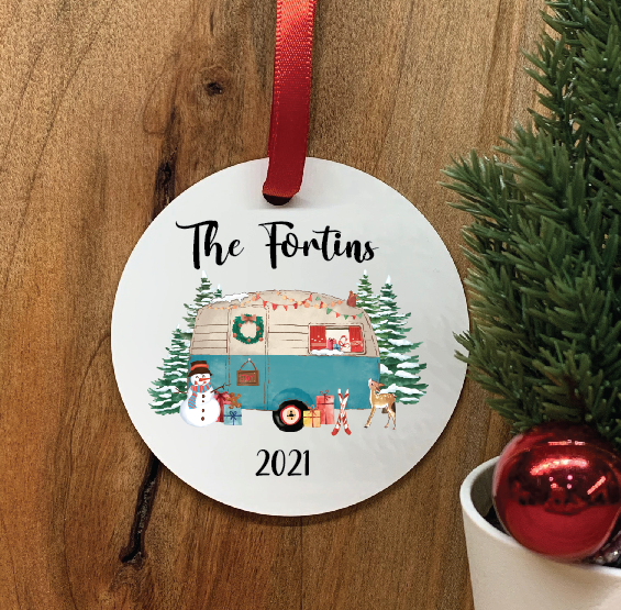 Family Camper Ornament • Round